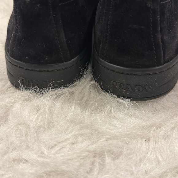 Prada black suede women slip on sneaker size 38 1/2 pre-owned. - Picture 2 of 9